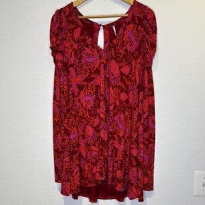 Free People People Scarlet Red Hello Lover Ruched Sleeve Tunic size medium